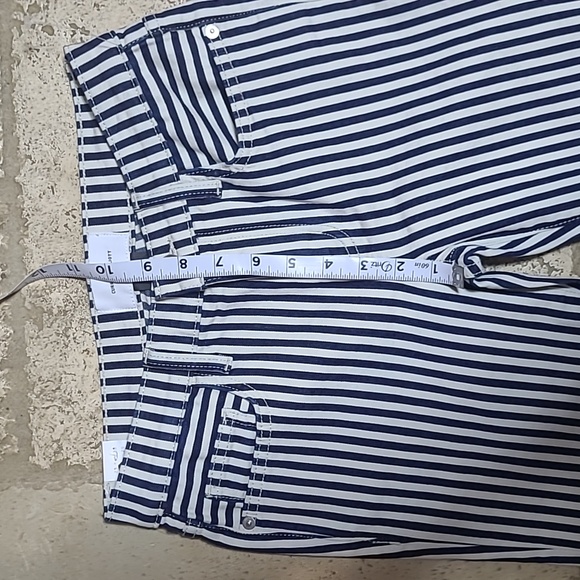 Current/Elliott The Cropped Lexton Pant Blue Stripe Zippered Ankle Size 24 - Picture 4 of 10